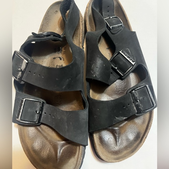 Birkenstock Betula Sandals Mens 11 Slingback Flats Black Leather - Picture 6 of 8